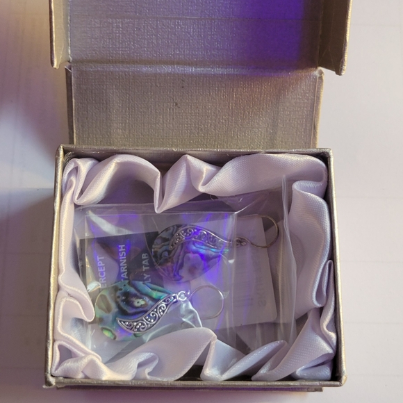 Abalone shell drop earrings. Sterling silver - Picture 5 of 6